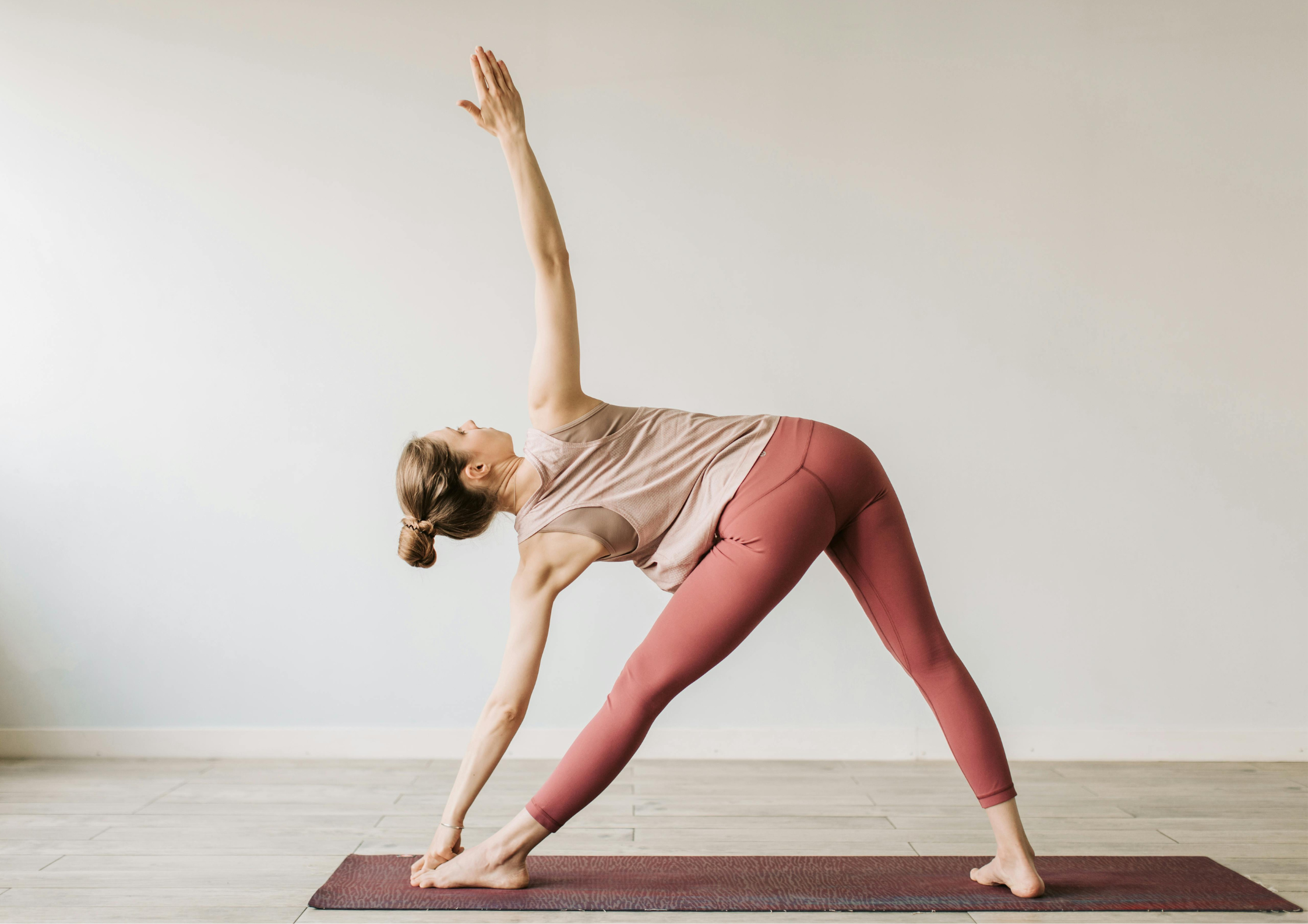 A person moving slowly in a mindful yoga flow followed by rest and integration