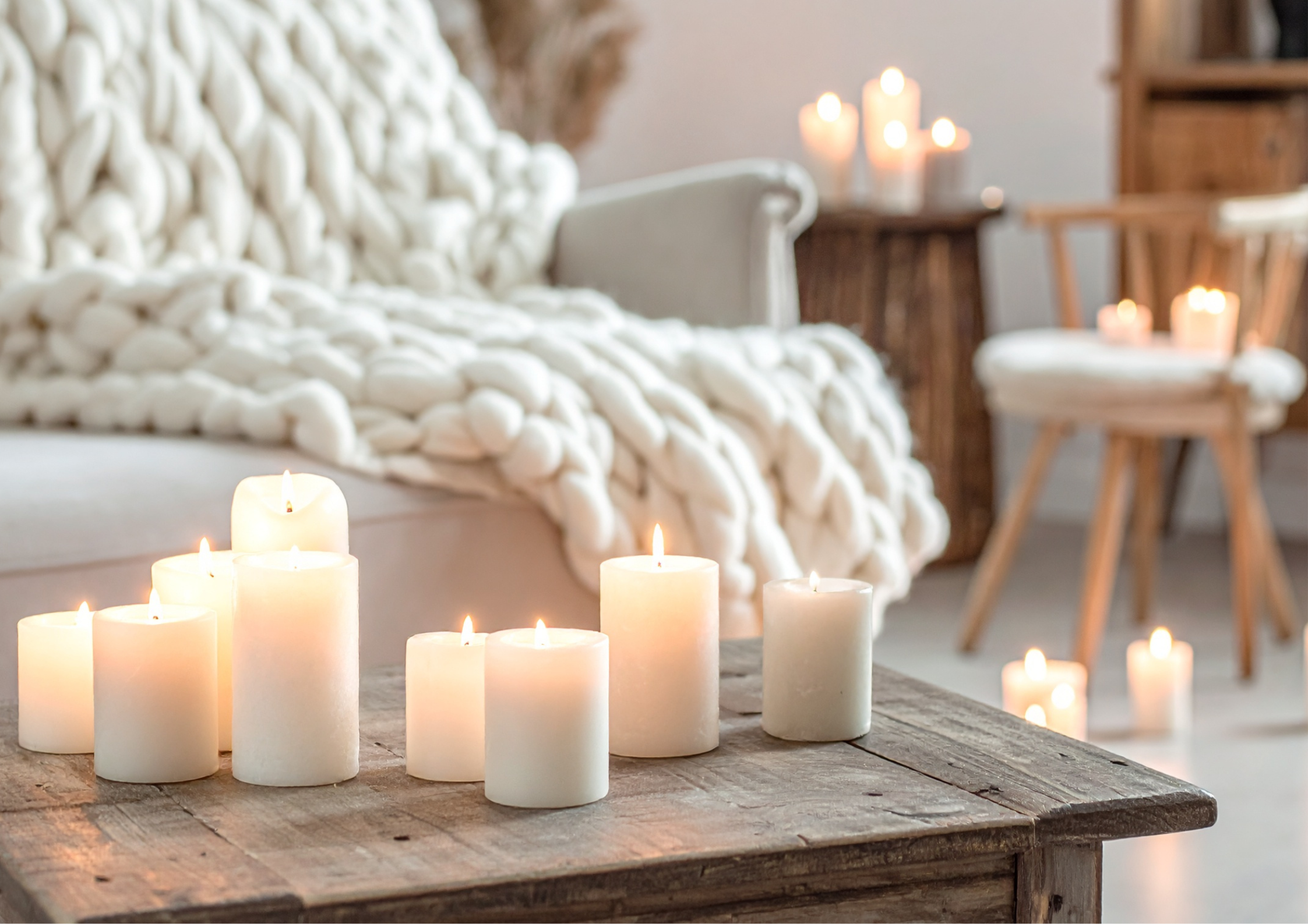 Soft candlelight creating a peaceful environment for a Reiki energy healing session.